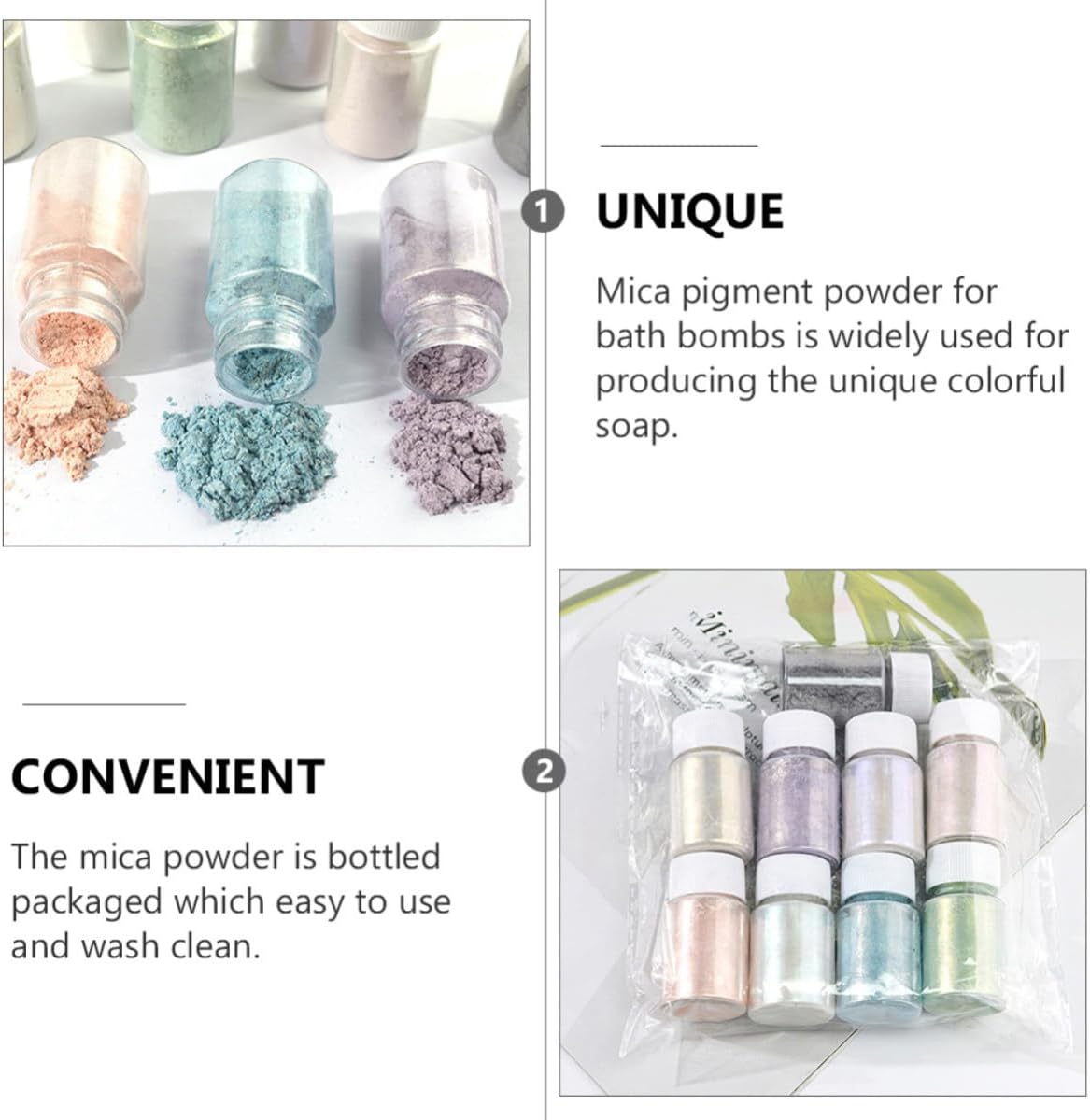 KICHOUSE 9pcs Practical Cosmetic Grade Pigment Powder Set for Bath Bombs and Cosmetics, Safe to Use on Eye Lids, Plastic Packaging, Multi-Functional Color Pigment Supplies