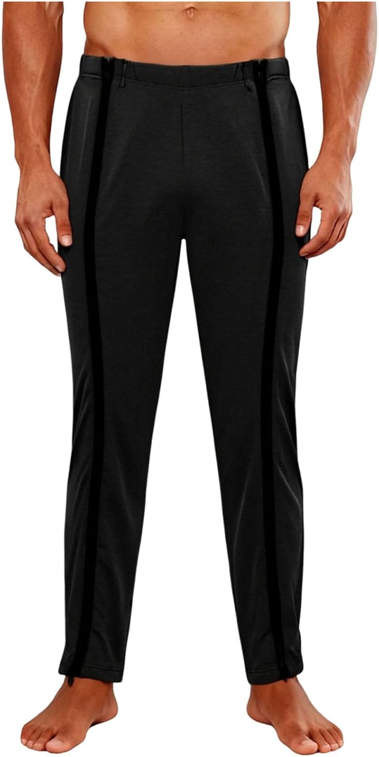 Cambkatl Men's Convenient Zip Closure Sweatpants - Versatile Elastic Waist Stretch Loose Outdoor Athletic Lounge Pants