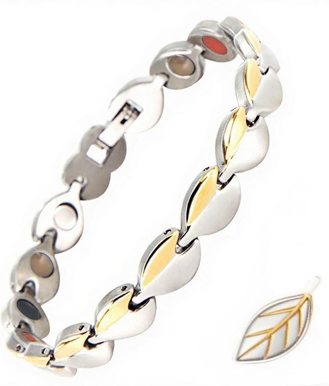 KYOSI Magnetic Bracelets for Women Stainless Steel Womens Magnet Bracelet Leaf Shape Fashion Christmas Gift