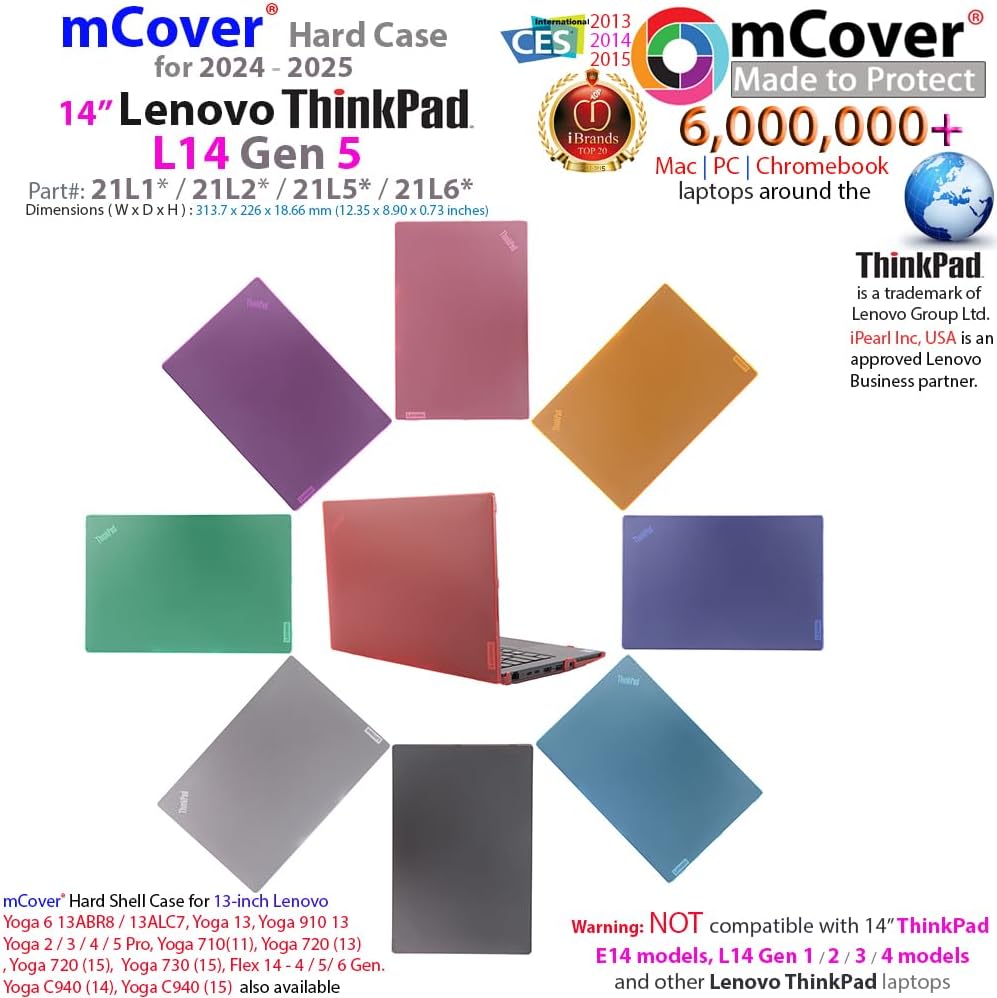 mCover case ONLY Compatible for 2024-2025 14" Lenovo ThinkPad L14 Gen 5 Series Windows Notebook Computers(NOT Fitting Any Other Lenovo Models)- Pink - Image 2
