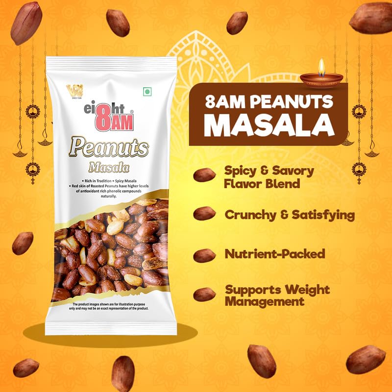 8AM Healthy Snack & Namkeen Combo Pouch, Pack of 9, (Roasted Chana 40g x 3, Chana Chatpata 40g x 3, Peanut Masala 50g x 3), Fiber & Protein Rich Mix Snacks 3