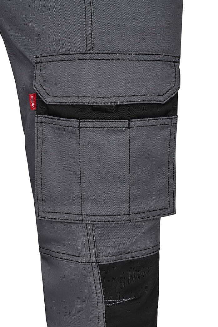 VELILLA Stretch, zweifarbig, Arbeitshose für Erwachsene, Unisex, Schwarz/Grau, XS