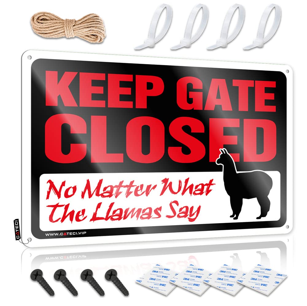 Ibwnbbusn Men's One Color Funny Metal Poster Keep Gate Closed No Matter What The Llama Say Sign Cave Decor Cool Signs For Bedroom