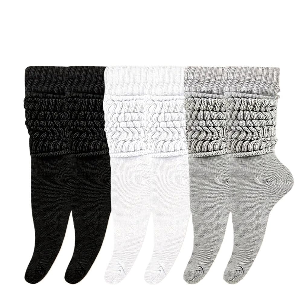 6 pares de calcetines de media pantorrilla gruesos de punto térmico para mujer, bonitos calcetines largos sueltos holgados para primavera, otoño e invierno