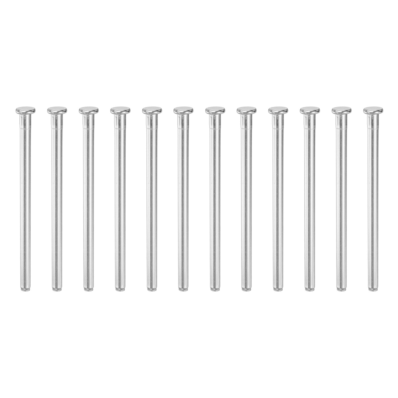 sourcing map 12Pcs Door Hinge Pins, 4 Inch Removable Interior Door Security Hinges Pin Screws Replacement Closing Pins Closer for Repair Residential Wood Door Parts, Nickel Silver