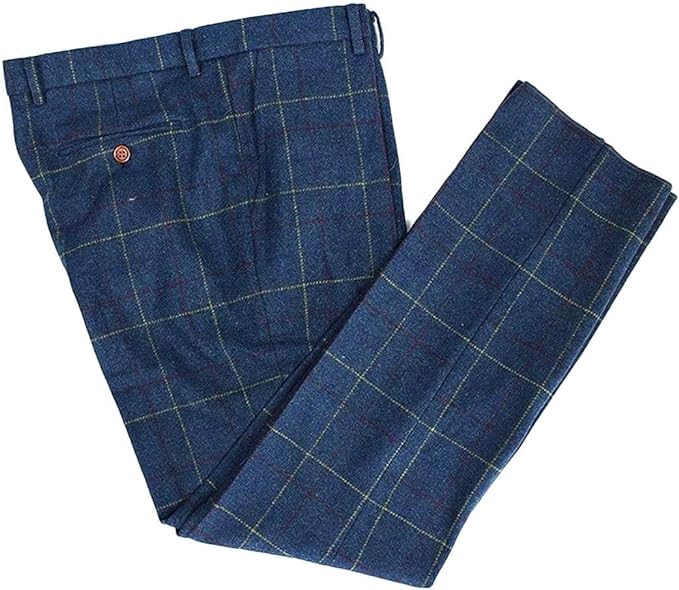 New Men's Premiun Tweed Blend Flat Front Check Dress Pants Fashion Man Trousers3