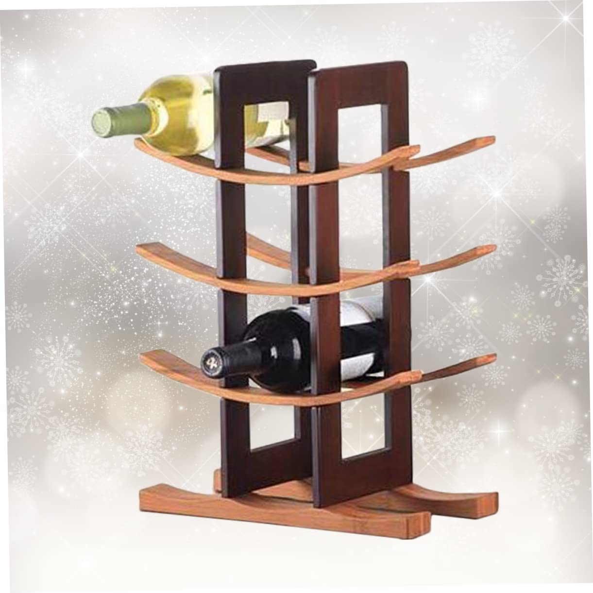 Mikinona Wine Rack Stand Wooden Wine Bottle Adornment Rustic for Home Bar Restaurant