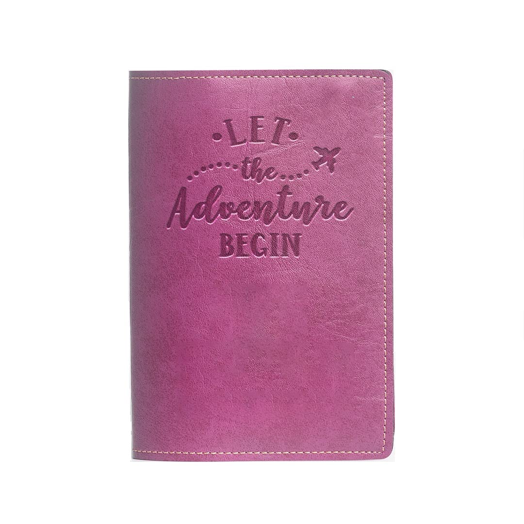 the messy corner Unisex Passport Cover for Men, Women | Let The Adventure Begin | Vegan Leather Passport Holder for Travel (Magenta)-picture-35