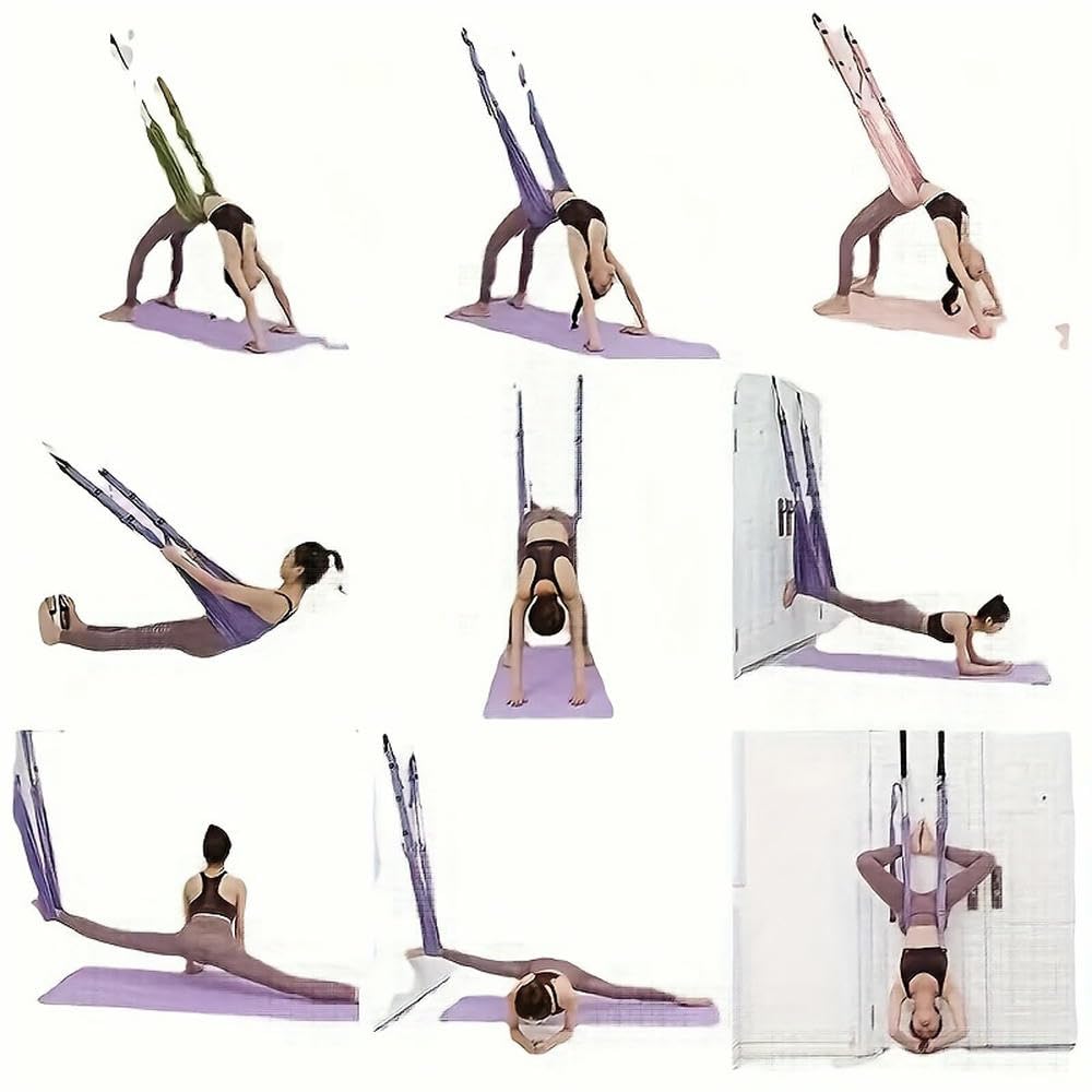 ZBDZSW 1 szt. Pasek do rozciągania jogi z kotwicą do drzwi Lina do ćwiczeń Pilates Fitness Sprzęt do domowej siłowni Regulowany pasek do rozciągania