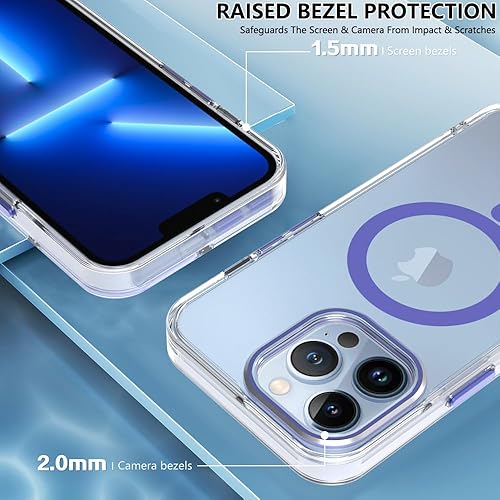 Miniatura 3 de Funda magnética diseñada para iPhone 13 Pro, compatible con MagSafe, grado probado contra caídas, a prueba de golpes, transparente, delgada funda