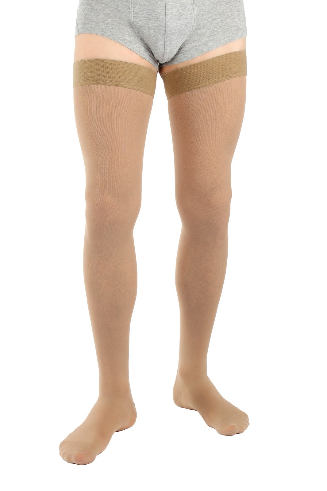 ®BeFit24 Medias de Compresión (18-21 mmHg, 90 Denieres, Clase 1) para Hombres y Mujeres - Ideal para Vuelos y Viajes, Edema, Varices, Embarazo, Circulación Sanguínea y Recuperación - [ Size 4 - Long: A - Beige ]