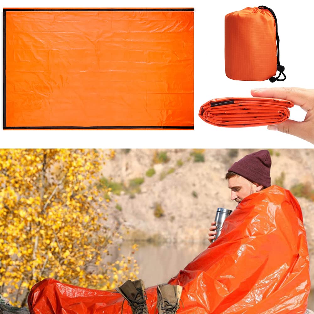 Emergency Survival Sleeping Bag, Portable Emergency Sleeping Bag, Emergency Tent, Waterproof, Survival Sleeping Bag, Heat-Resistant, Rescue Blankets, Ultralight Bivouac Bag for Outdoor Activities