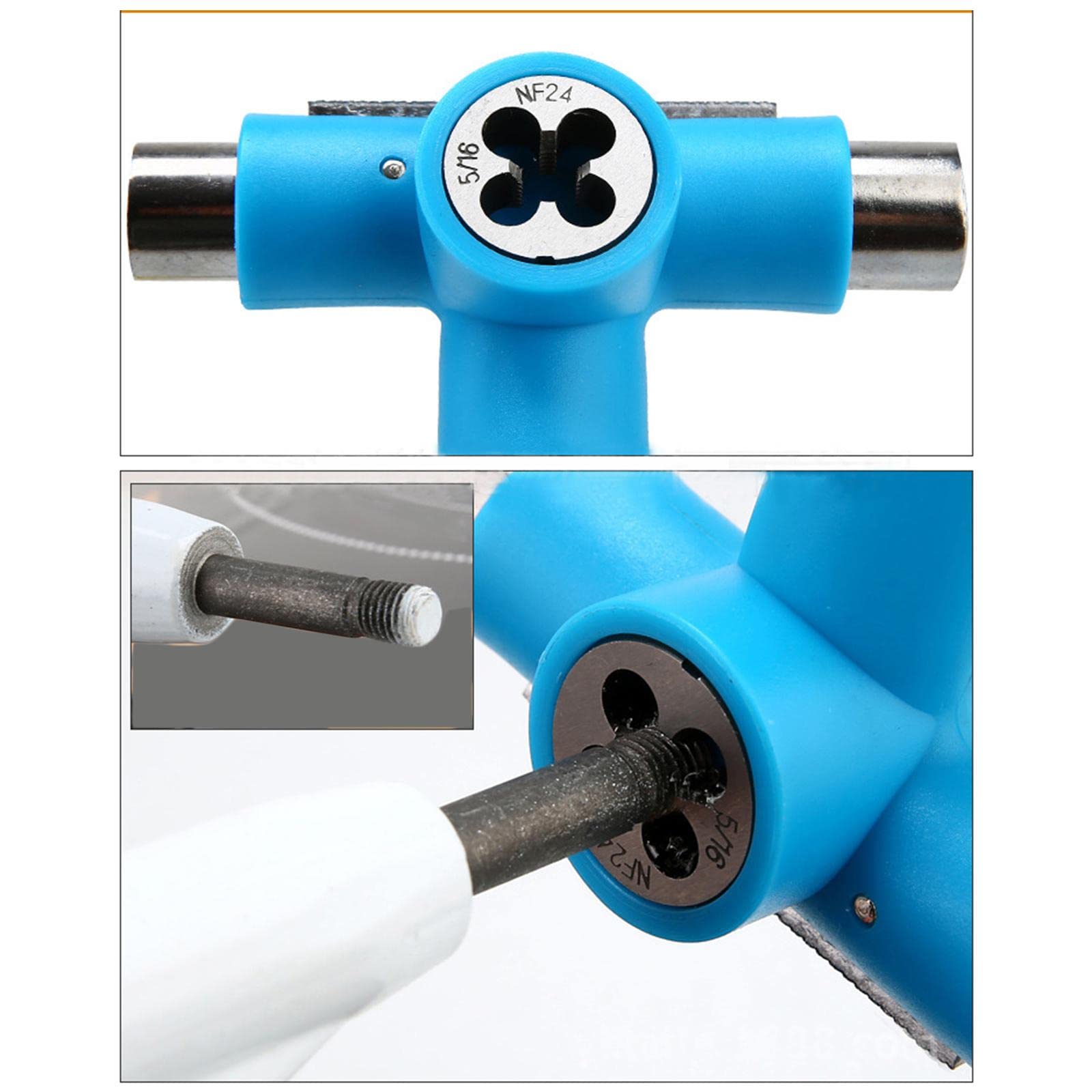 kowaku Clé pour Planche à roulettes Kit Universel pour Skateboard Outil Tout Usage Accessoire Clé Multifonction en Acier Inoxydable Adaptée Aux Déplacements