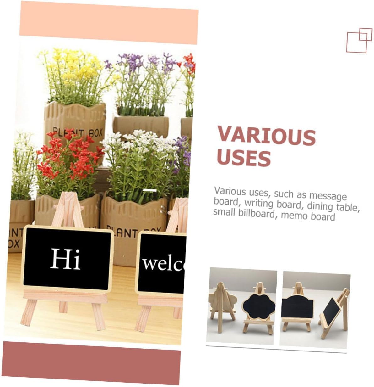 PRETYZOOM 6pcs Decorative Chalkboard Signs Tabletop Message Boards Wooden Memo Boards for Home Décor Centerpiece and Desktop Use