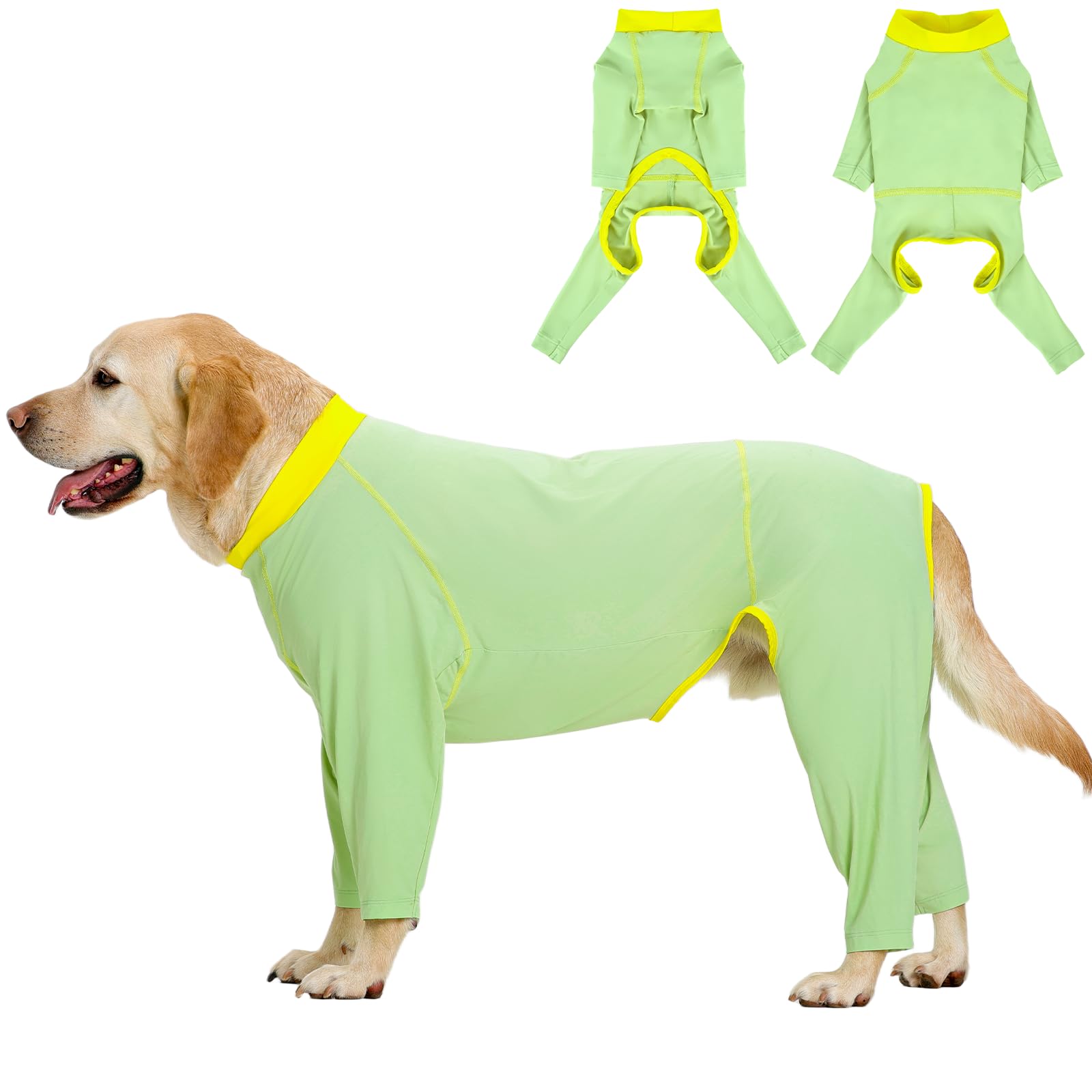 Kuoser Dog Sun Protection Suit, Breathable Summer Four Leg Full Body Dog UV Protection Clothing, Indoor Shedding Control and Winter Base Layer for Everyday Wear, Green 2XL