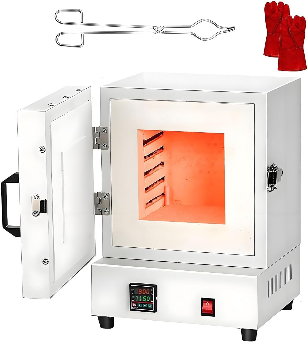 Elektryczny piec do wypalania 2000 W, elektryczny zamknięty piec muflowy 1150°C, do produkcji biżuterii, odlewania metalu, szklenia ceramiki i projektów DIY