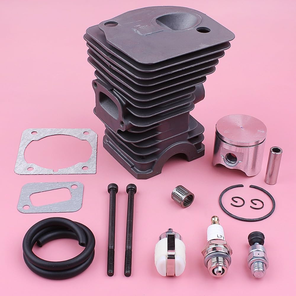 Kit de pistón de cilindro de 42 mm, for Husqvarna 340 345 Línea de filtro de combustible Junta de rodamiento Válvula de descompresión Pieza de reemplazo de motosierra Pistón de cilindro de jar