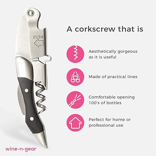 Miniatura 4 de Prestige Waiters - Sacacorchos de Coutale Sommelier Blackwood, caja de madera de pino hecha a mano y sostenible, abridor de botellas de vino de