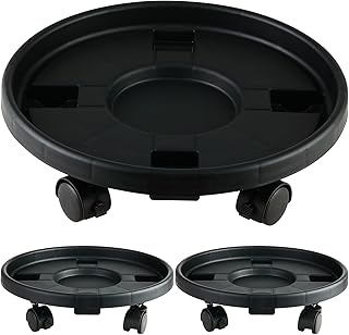 3 Pakcs Large Plant Caddy with Wheels 15.8" Rolling Plant Stands Heavy-duty Plastic Plant Roller Base Pot Movers Plant Saucer on Wheels Indoor Outdoor Plant Dolly with Caster Tray Coaster, Black