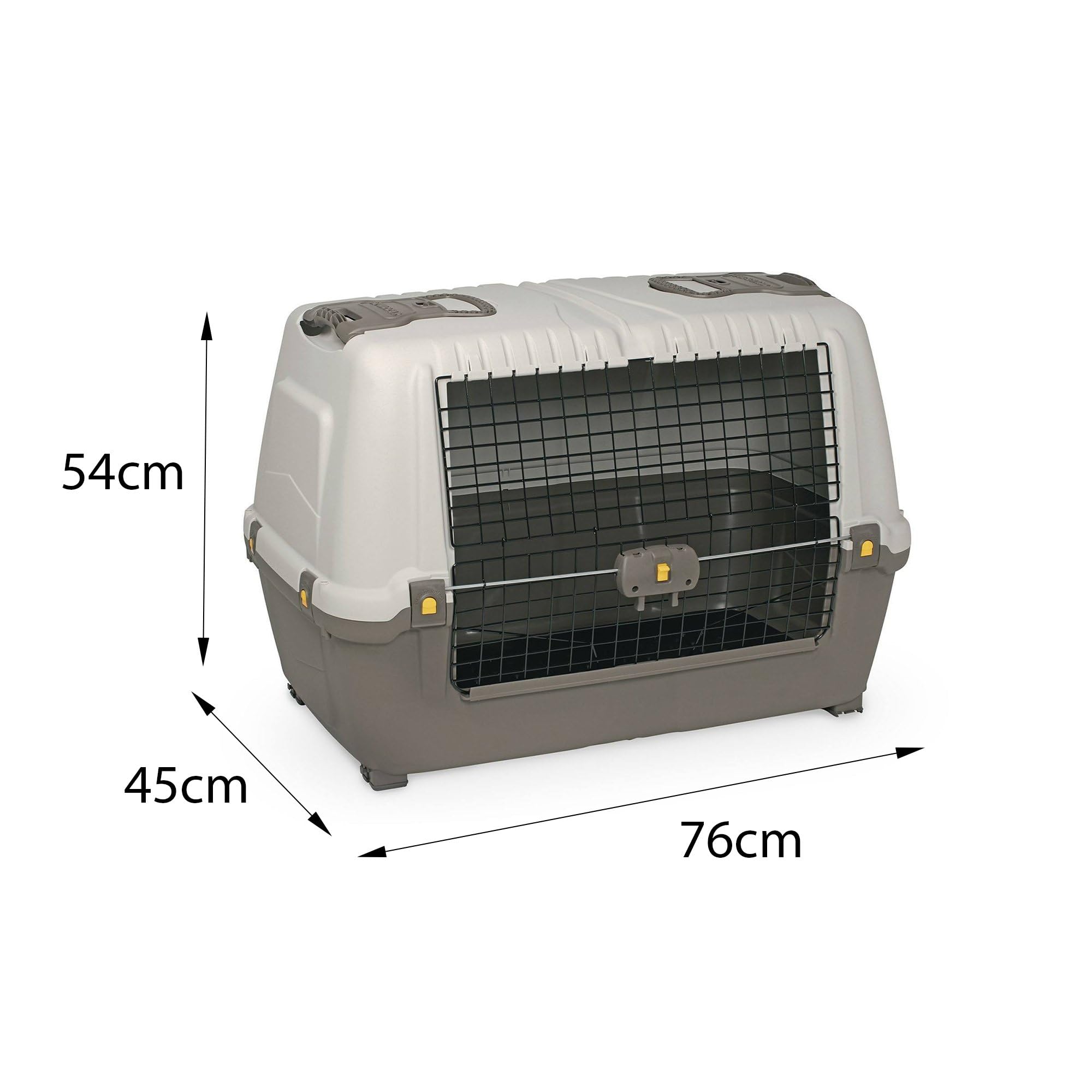 Dmora Transportín rígido para Perros o Gatos de Polipropileno, Jaula portátil con Alfombrilla, 100% Fabricada en Italia, 76 x 45 x 54 cm, Color Gris