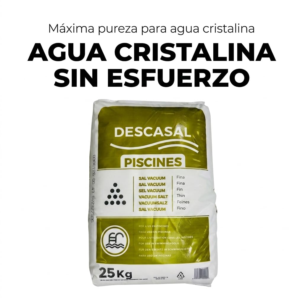 Sal para Piscinas 25 kg | Sal Piscina CLORACION Salina | REMDIMIENTO Alto | Sal Fina Vacuum | Agua Clara EN Piscinas, SPA y JACUZZIS.
