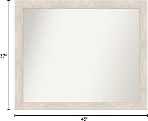 Miniatura 6 de Amanti Art Espejo de baño blanco para sobre el fregadero, 37 x 45 pulgadas, espejo de tocador rectangular de madera dura lavado blanco, marco de