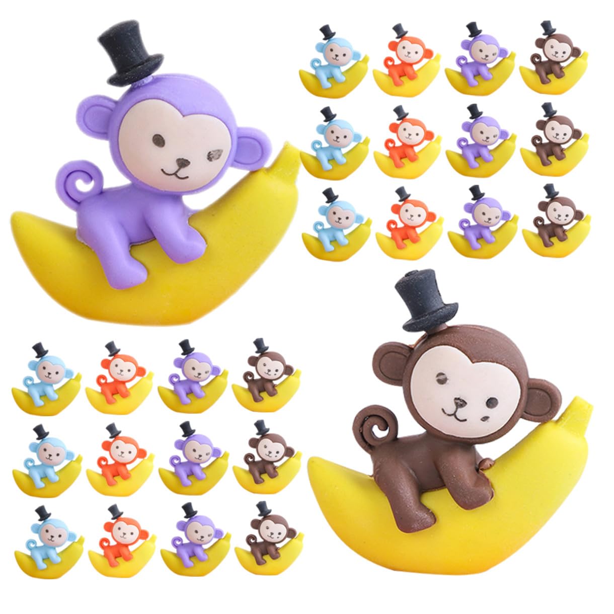 48 Gomme da Cancellare a Forma di Banana Scimmia Colorata, Materiale Tpr Creativo e Adorabile, per Studenti e Uso Scolastico Colore Casuale