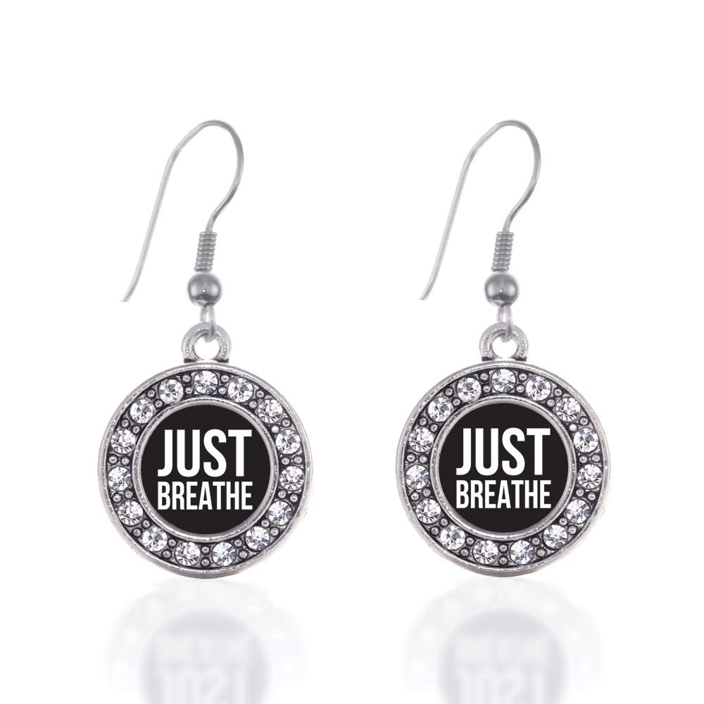 Inspired Silver - Silver Circle Charm French Hook Drop Earrings with Cubic Zirconia Jewelry