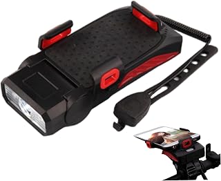 4-in-1 Bike Phone Mount with Light Horn USB Charging Rainproof Bike Lights Easy Installation for Night Riding Commuters & Cyclists..
