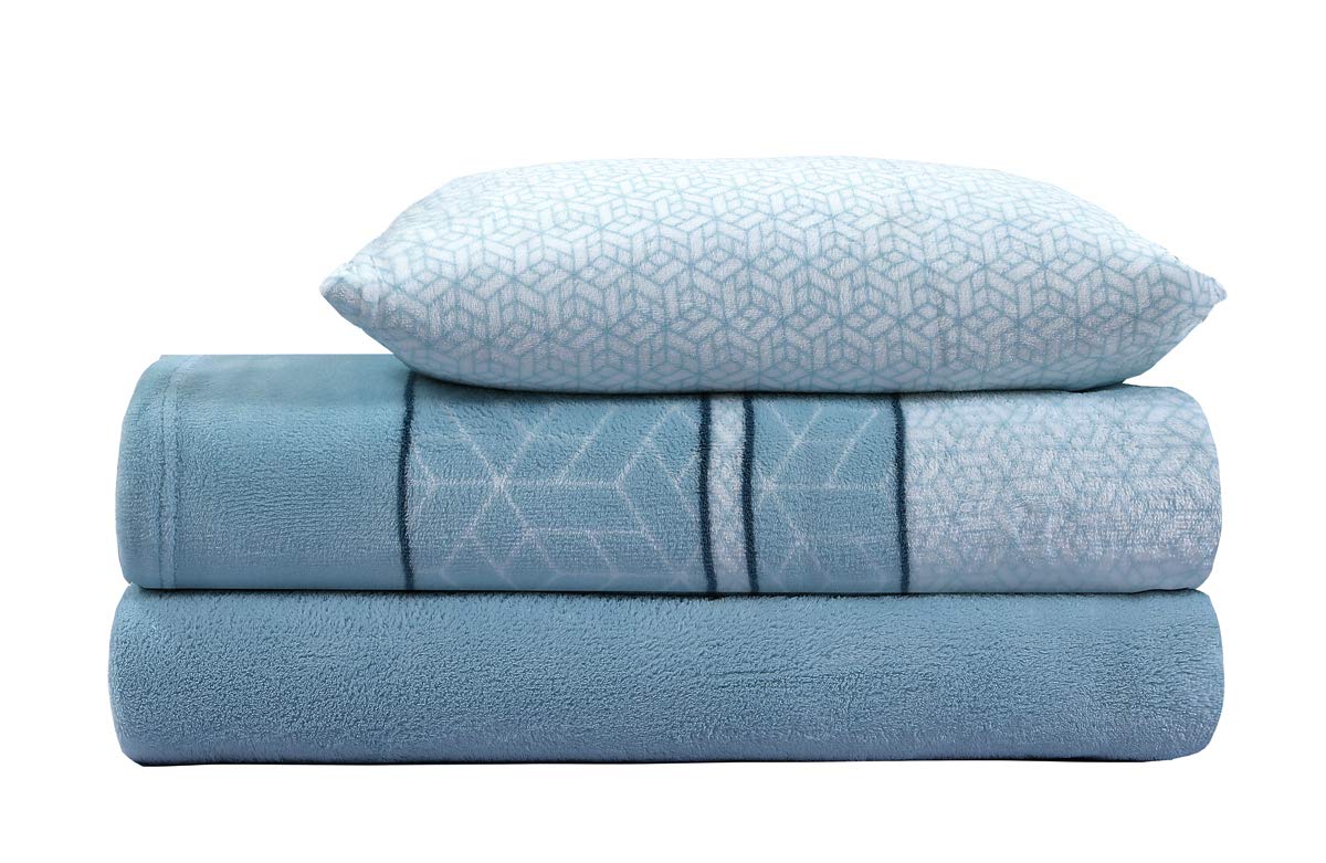 Paula Home Juego Sábanas CORALINA, Térmica para Invierno 3 Pcs 240Gr/M². Incluye Encimera, Bajera Ajustable y Funda Almohada. (Azul 150x190/200+30cm para Cama 150)