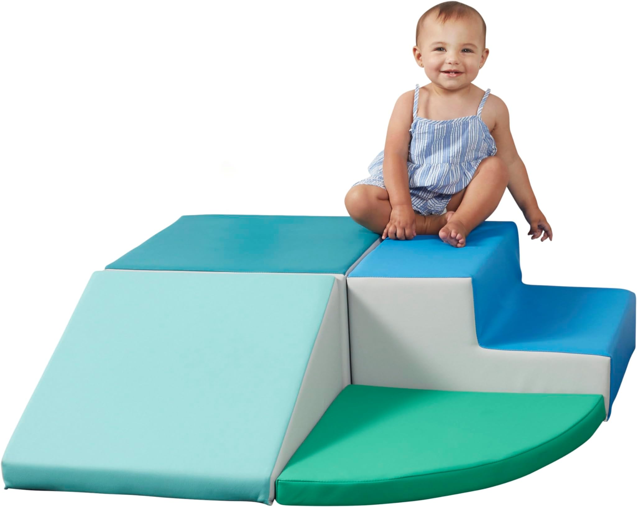 SoftScape Toddler Playtime Corner Climber, Indoor Active Play Structure for Toddlers and Kids, Safe Soft Foam for Crawling and Sliding (4-Piece Set) - Contemporary/Green, 11619-CTGN