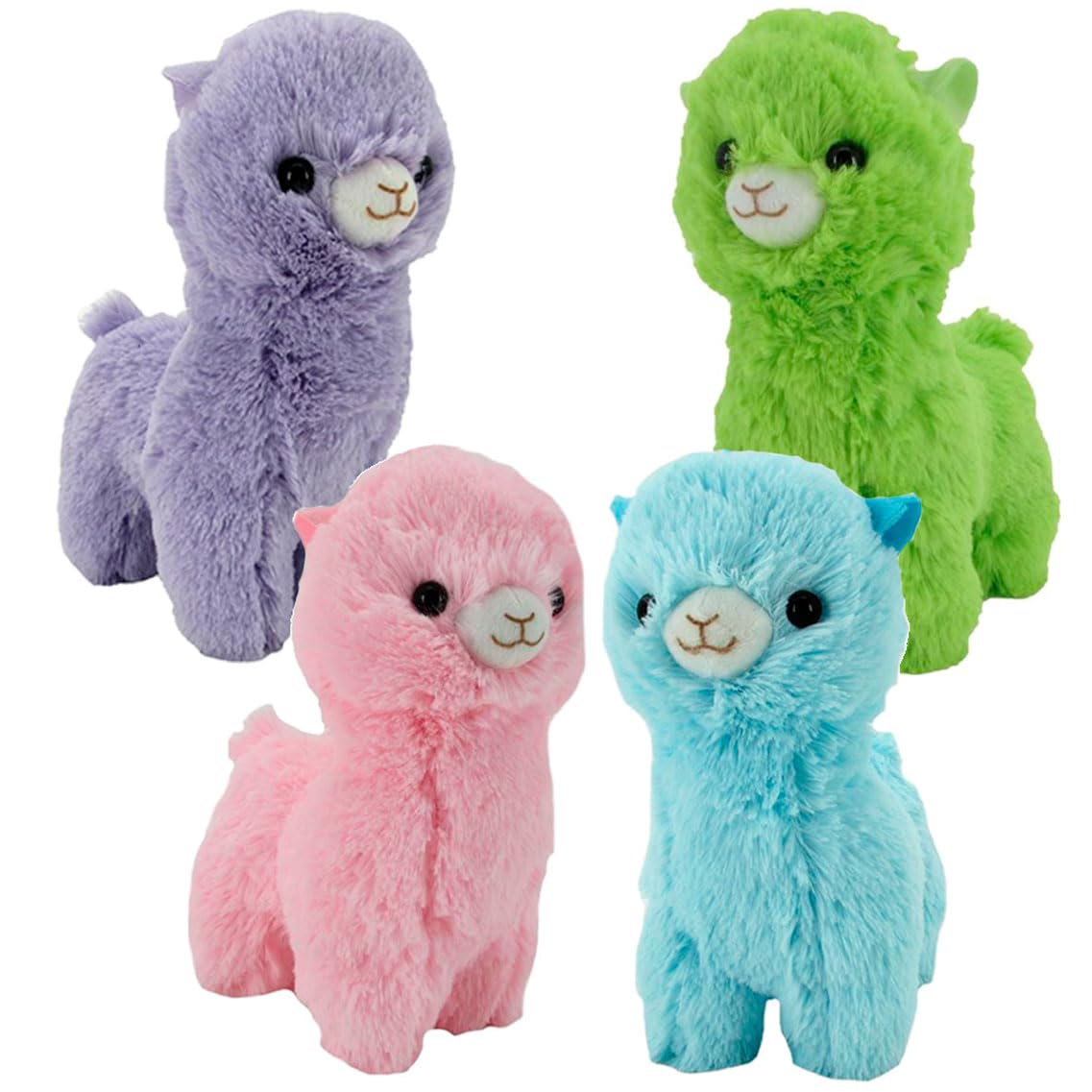 Peluches Baratos Llamas de Colores Peluche de Animales, Peluches Bonitos para niños y decoración Pack 4 Peluches 25 cm.
