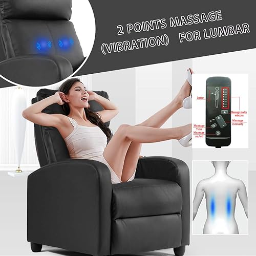 Miniatura 12 de BestMassage - Sillón reclinable para sala de estar Moderno sofá con respaldo alto, asiento para cine en casa con soporte lumbar (con masaje,