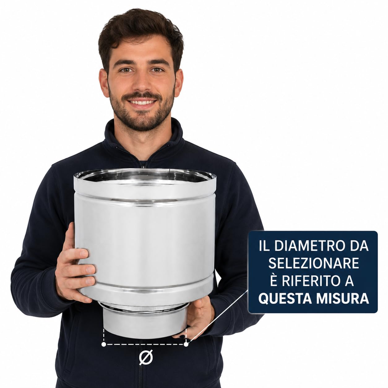 MAKA Comignolo Terminale a Botte Tondo, Cappello Camino Antipioggia in Lamiera Zincata 0,6 mm, per Espulsione Fumi Legna, Metano e Gasolio (Rame, Ø 80 mm)
