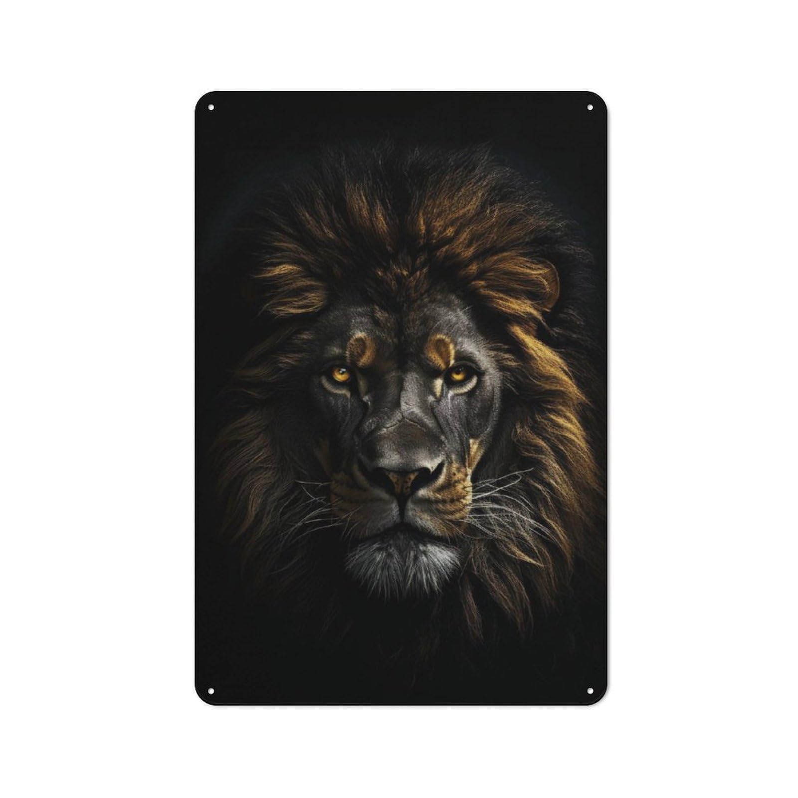 Gold Dark Lion Rustic Metal Wall Decor 30x20cm, Decorative Tin Plaque for Pub, Home Bar, Shed Or Man Cave