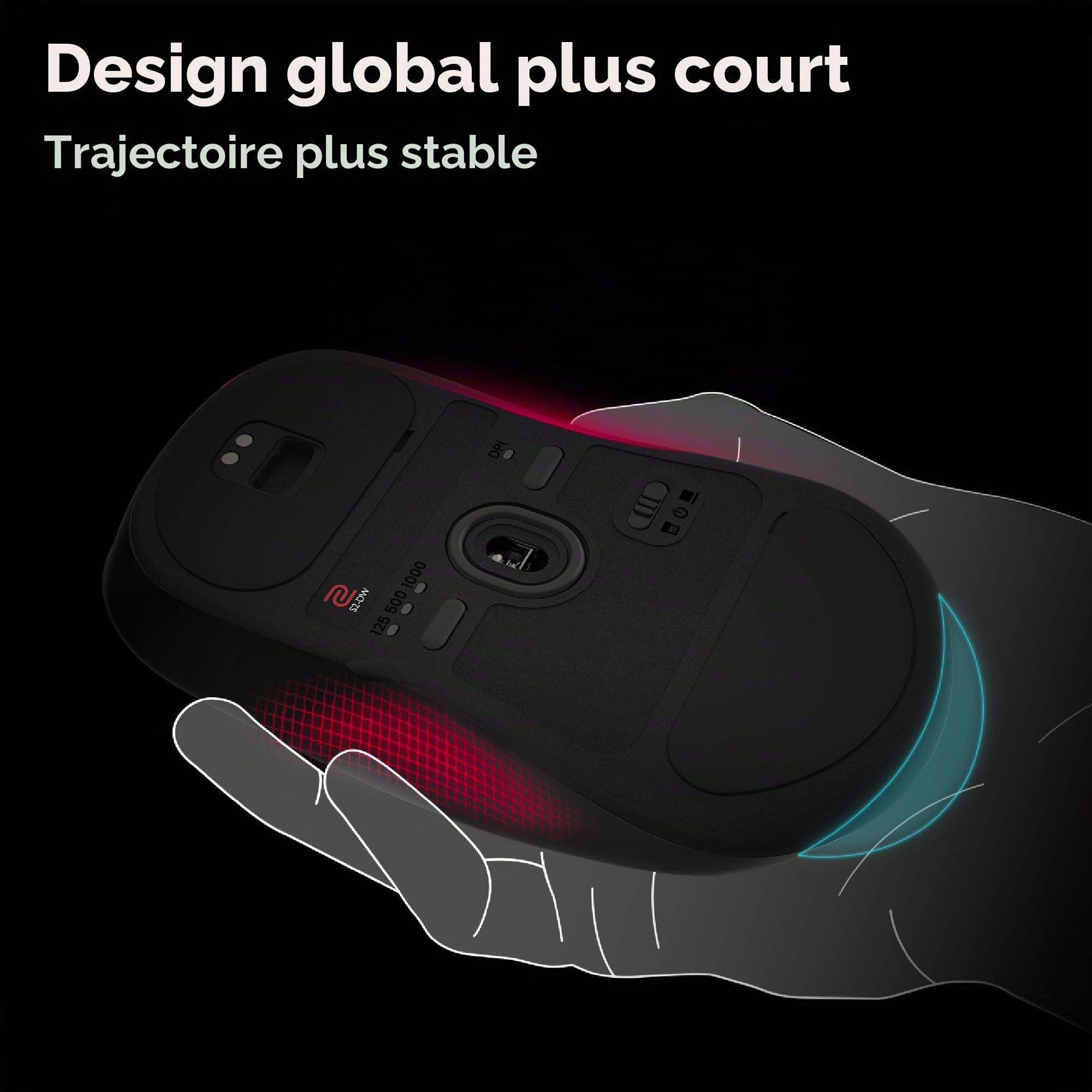 BenQ Zowie S2-DW 4K Souris Gaming sans Fil pour l’Esport | Science du Sport | récepteur 4K amélioré | 65g | symétrique | sans Pilote | capteur 3950 | 4K Polling Rate