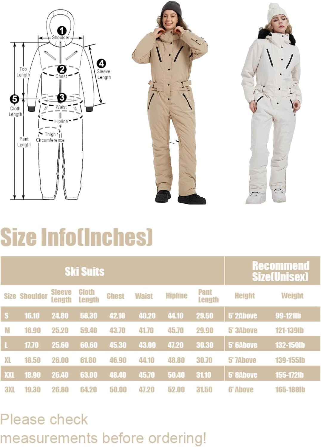 BGX Womens Snowsuit One Pieces Ski Suits Insulated Jumpsuit Waterproof Windproof Snowboard Jackets for Outdoor - Image 9