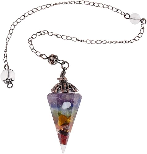 TUMBELLUWA - Péndulo de punta de cristal facetado para reiki para radiestesia de adivinación, piedras de cuarzo hexagonal curativas, péndulo