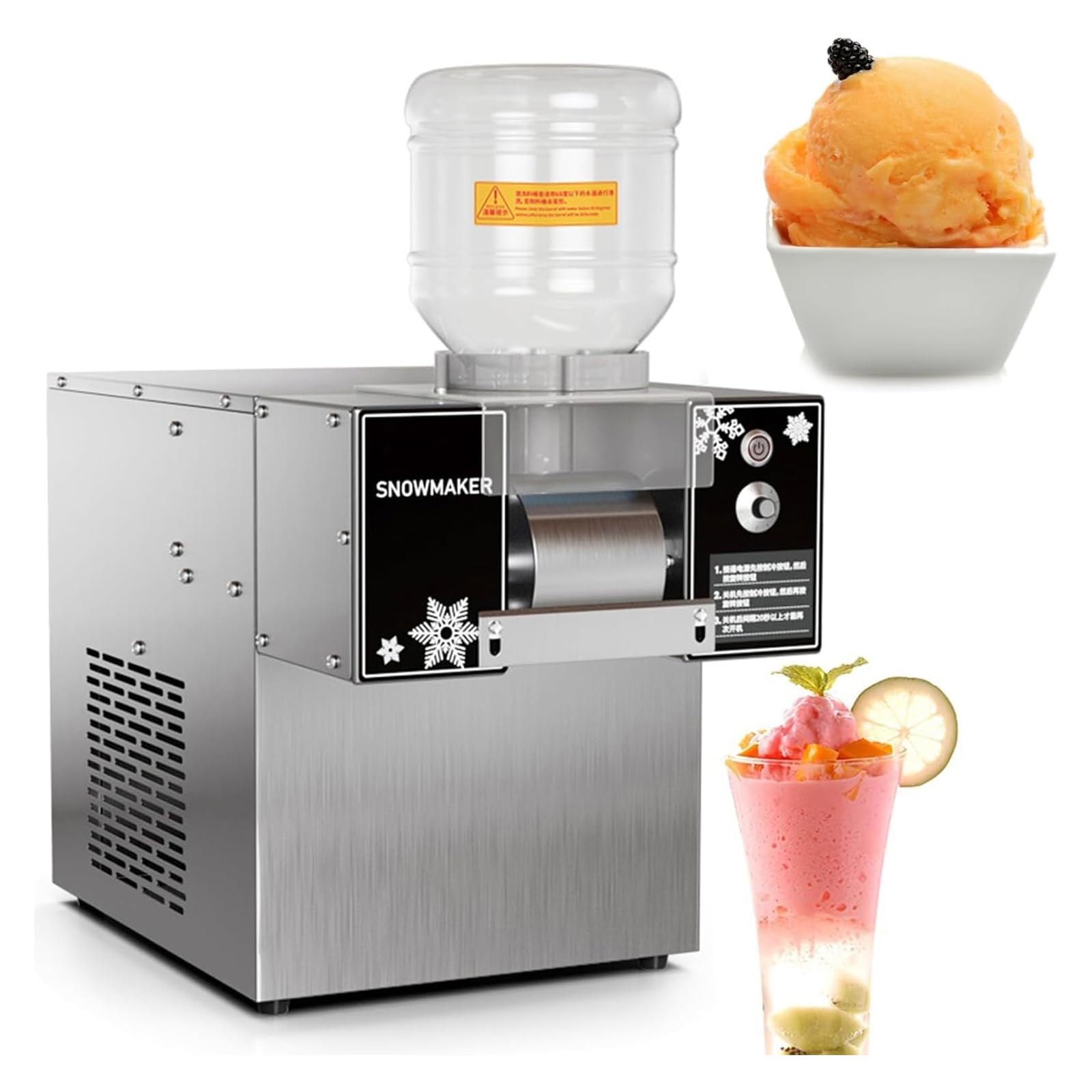 KUSOLE Snowflake Ice Machine - 24-Hour Output 60/120 Kg, Adjustable Speed ​​- Suitable For Tea Shops, Cafes, And Dessert Making. 120kg(24hours)