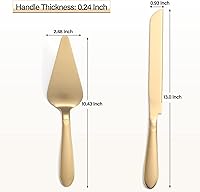 Vista 4 de Juego de corte de pastel para boda, elegante juego de cuchillo y servidor de pastel con bordes redondeados de acero inoxidable engrosado, cortador