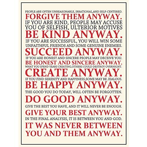 Motivational Quotes Art Posters Prints Inspirational Forgive Them Anyway Be