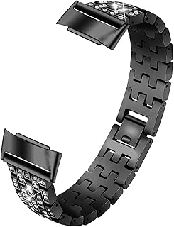 NINKI Metal Bands Compatible with Fitbit Charge 5 Bling Bands,Dressy Jewelry Rhinestone Stainless Steel Charge 5 Replacement Bracelet Wristband Fitbit Charge 5 Bands for Women Men