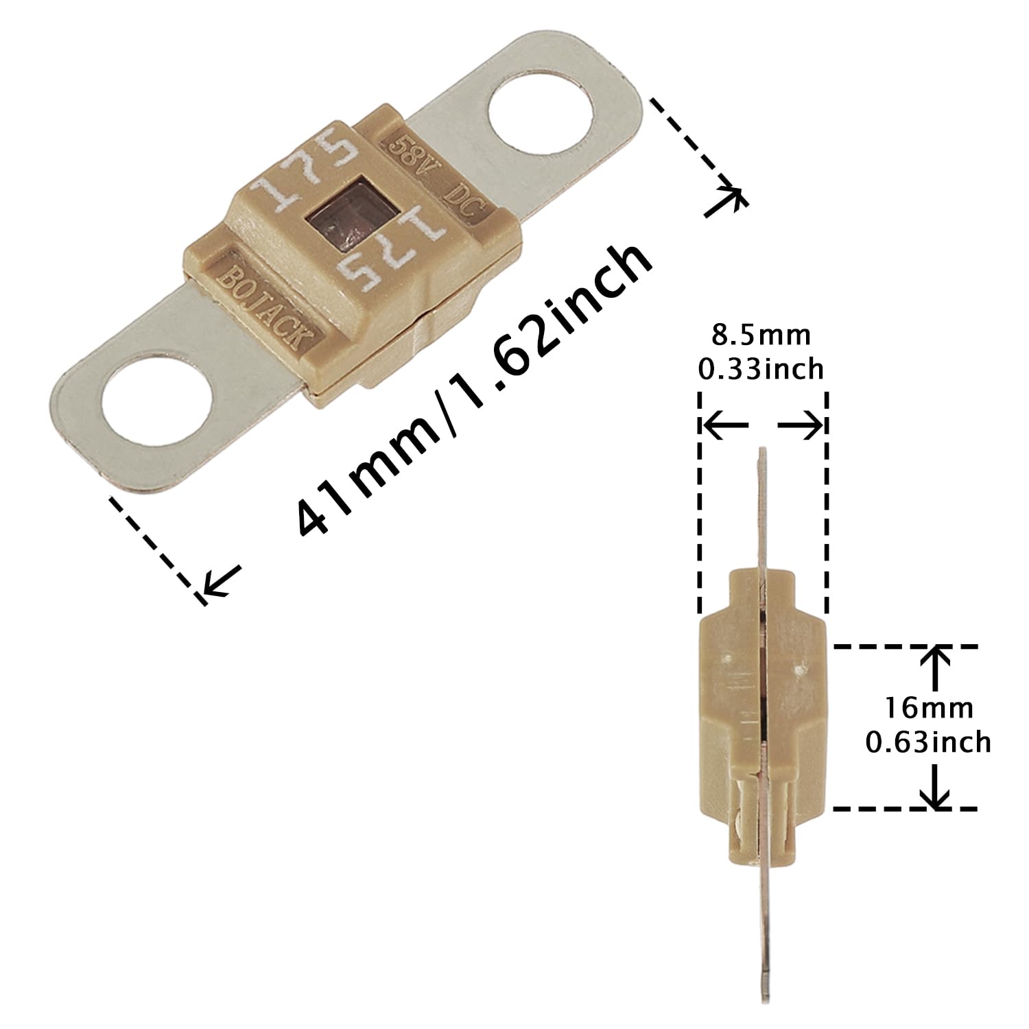 BOJACK AMI/Midi 175A High Current Fuse - Bolt-on Fuse 175 Amp for Cars Trucks, Construction Vehicles, Buses, Caravans (Pack of 3) - Image 3