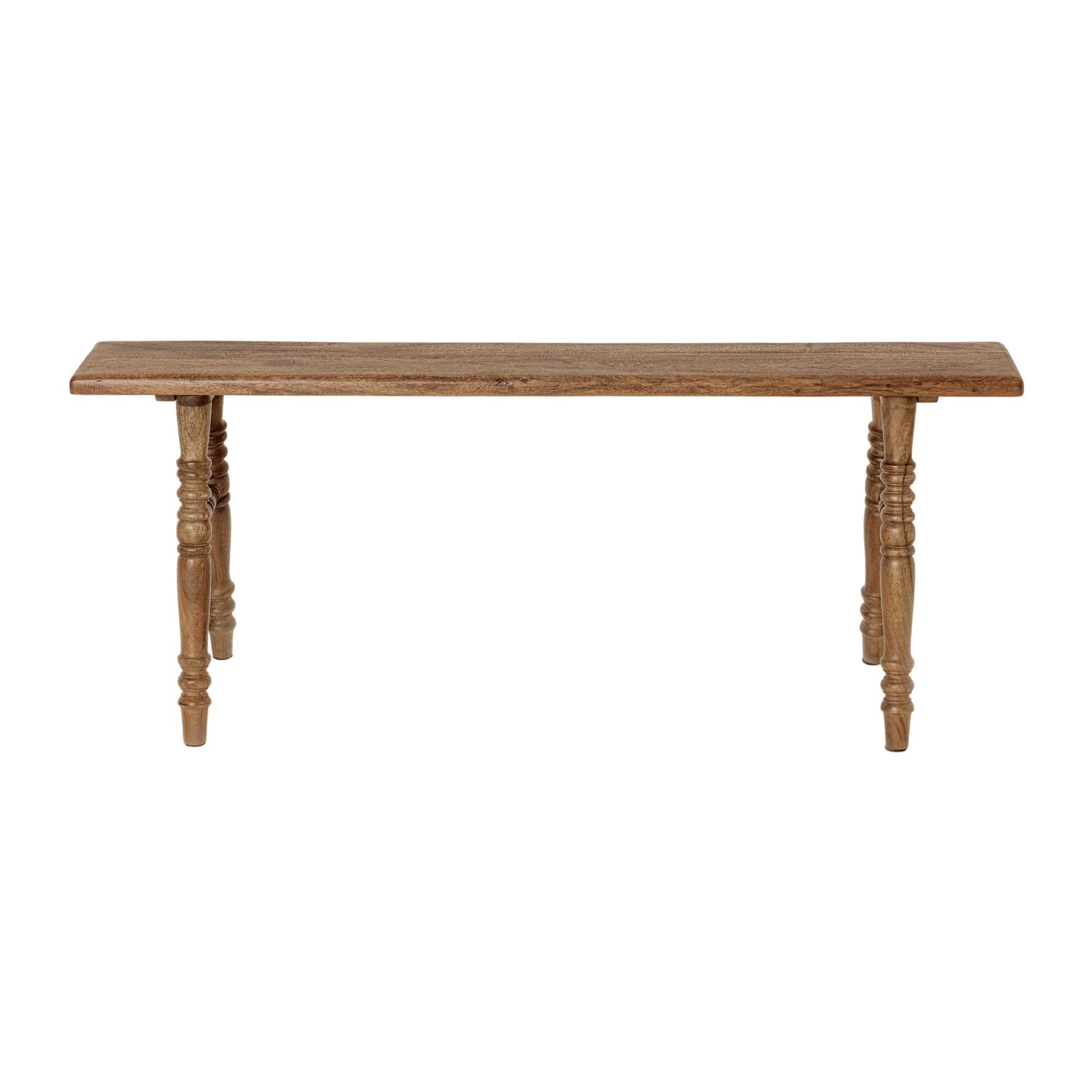 Skinny Wood Bench, Narrow Solid Wood End of Bed Bench 45 Inch | Slim entryway bench for narrow spaces, handmade acacia wood with turned legs, farmhouse bedroom or hallway seating, 250 lb
