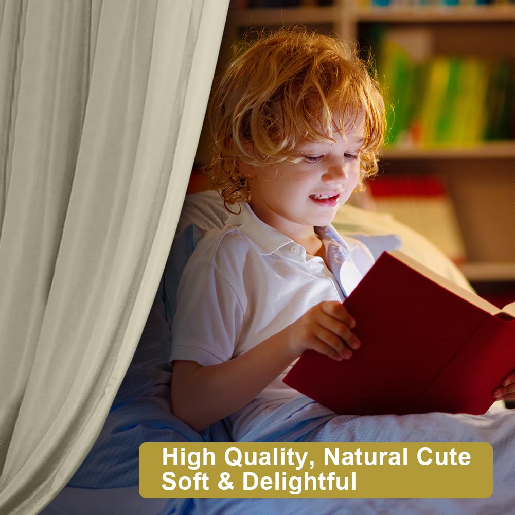 Vicloon Tenda Letto Bambini 100% Cotone, Tenda Letto Montessori per Letto Bambini, Baldacchini in Tessuto, Tenda da Letto per la casa in Mussola, 135 x 360 cm, Beige