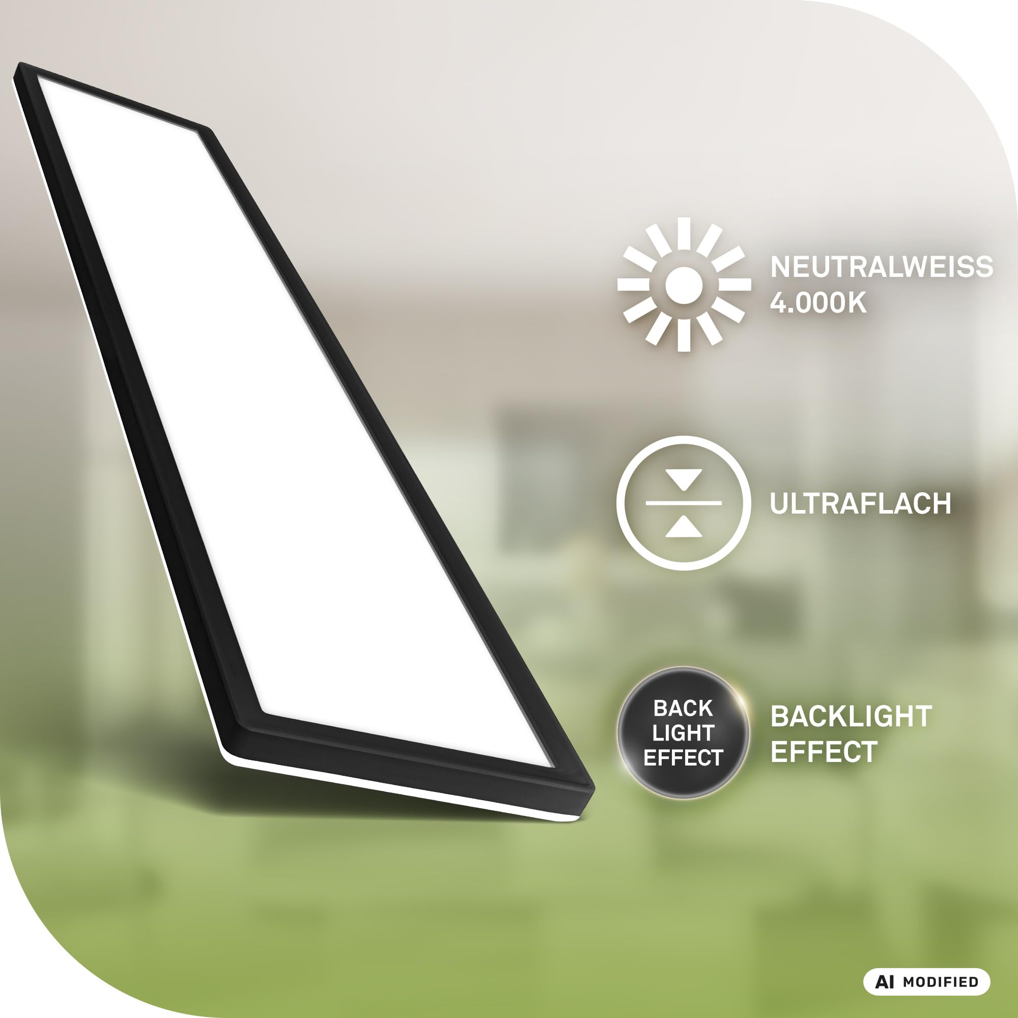 BRILONER - Panel LED ze źródłem światła EEK A 22,5 W 4800 lm czarny 98 cm | Płaskie światło pośrednie lampa sufitowa LED lampa sufitowa lampa do salonu lampa kuchenna lampa sufitowa sypialnia