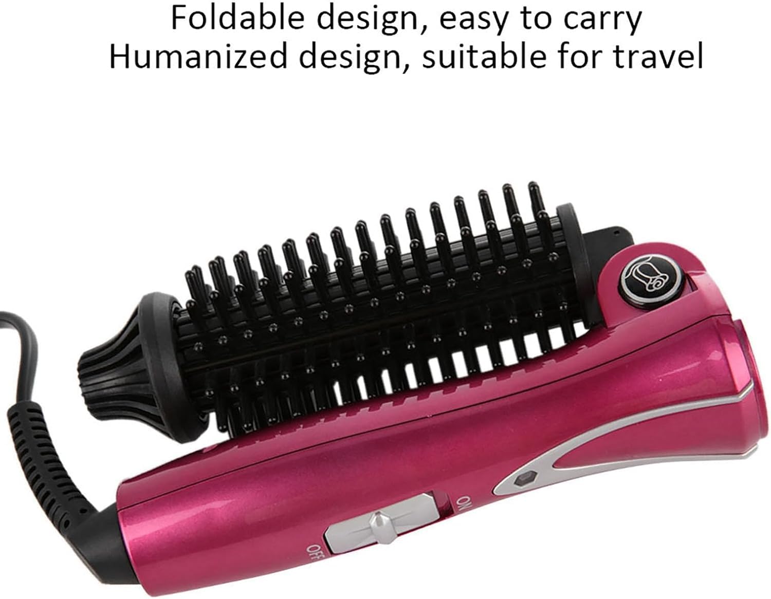 Rizador Eléctrico, Plancha de Pelo Plegable de 30 W con Cerámica Turmalina PTC, Cable Giratorio de 360°, Dientes Sin Plancha (Rojo Vino, Compacto y Portátil)