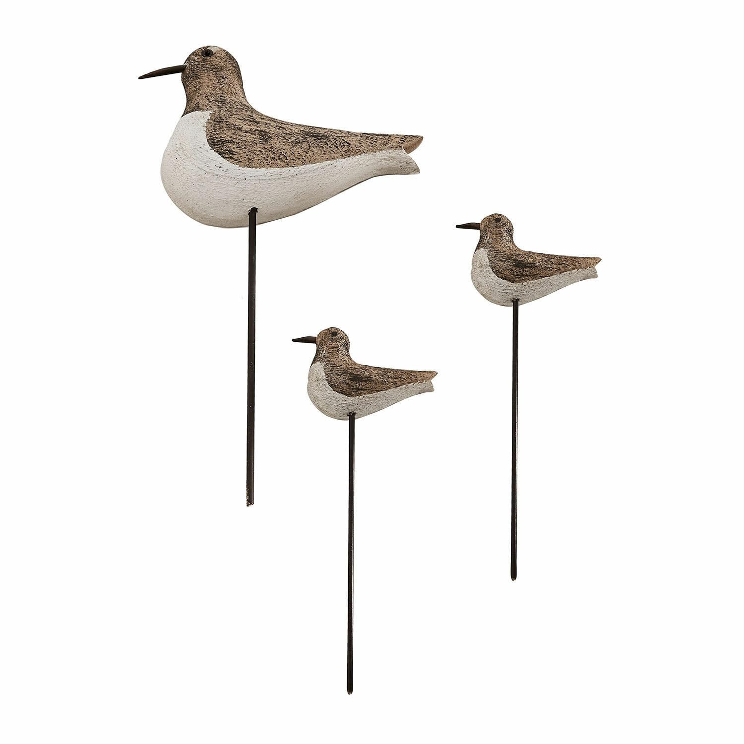 Loberon Izzy Set di 3 Uccellini Decorativi - Nota Marittima - Incantevole Decorazione per Giardino e Balcone, Beige