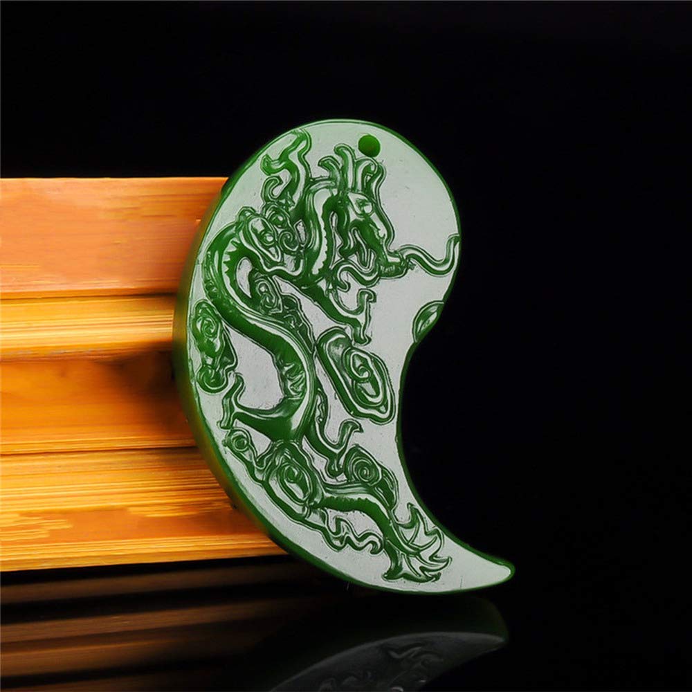 Naszyjnik z kamienia jadeitowego, chiński zielony jadeitowy smok feniks wisiorek z jadeitu pomyślny amulet para wisiorków z jadeitu/509