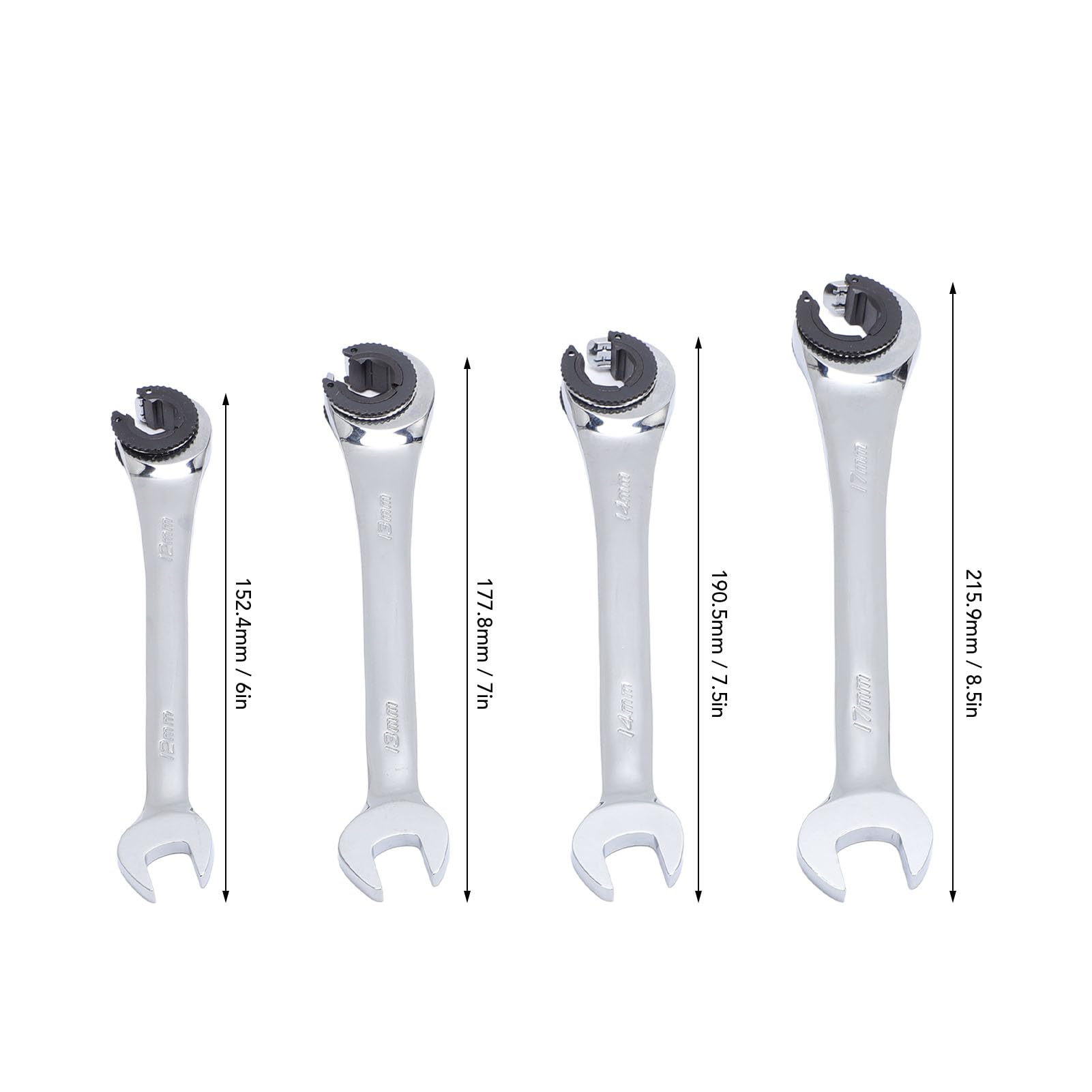 Jeffergarden 6 szt. Zestaw Kluczy do Nakrętek Kielichowych Klucz Płaski z grzechotką do Konserwacji Hamulca AC i Przewodu Paliwowego 10mm 12mm 13mm 14mm 15mm 17mm